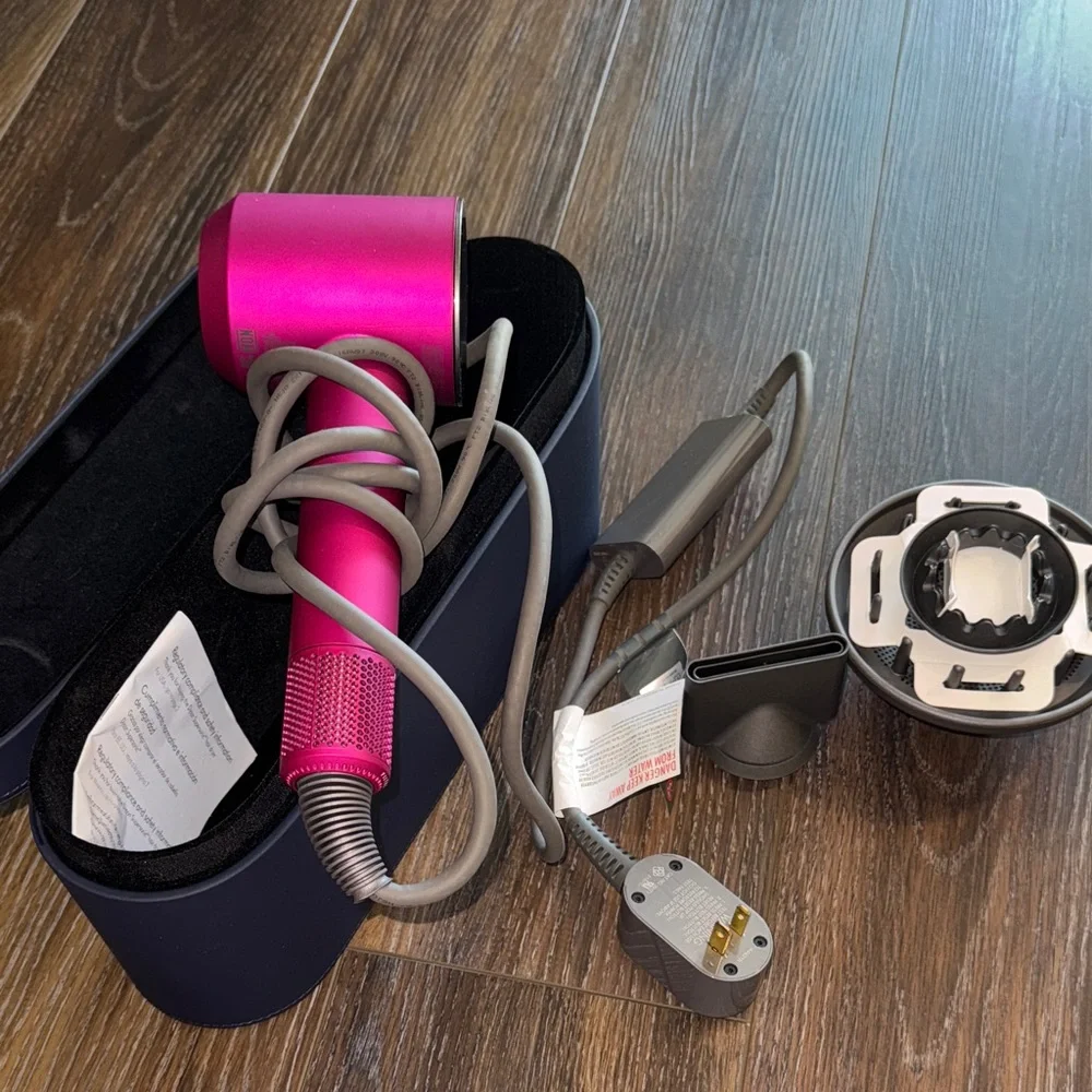 Pink Dyson Hair Dryer with Black Case - Picture 2 of 7